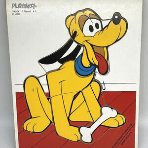 Disney Pluto 7 Piece Wood Frame Tray Puzzle Playskool Made in USA 190-04 Vintage